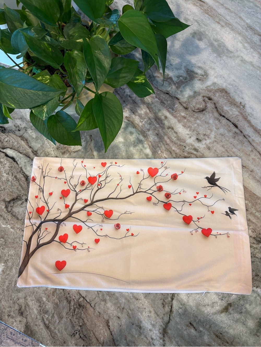 Valentines Heart Tree Decorative Pillow Cover